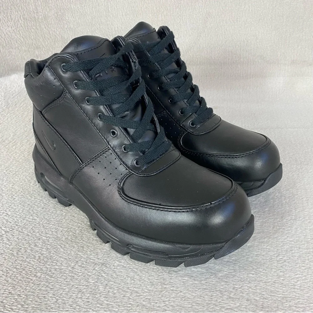 Nike Air Max ACG Goadome Mens Boots Size 9.5 Triple Black Waterproof Leather NEW